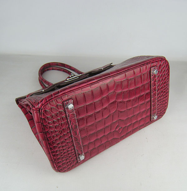 High Quality Fake Hermes Birkin 35CM Crocodile Veins Leather Bag Wine 6089 - Click Image to Close